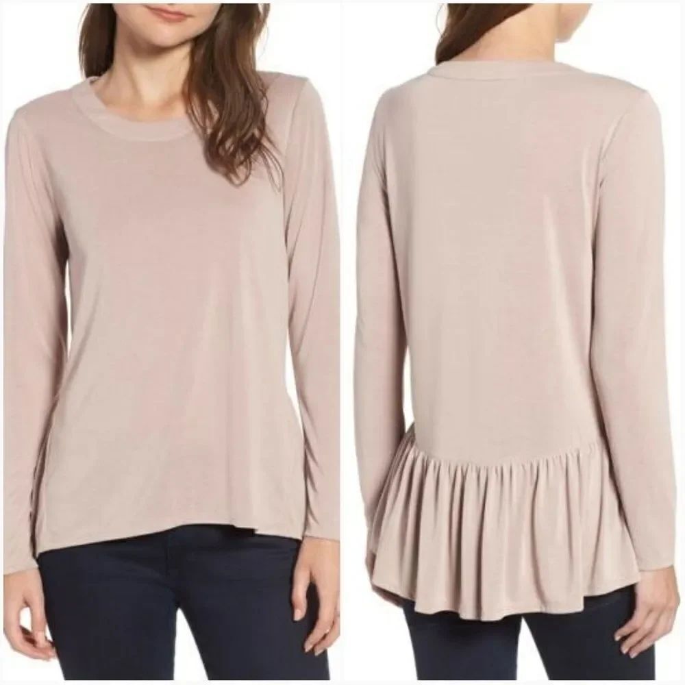 Chelsea28 Ruffle Back Hem Top Sz M